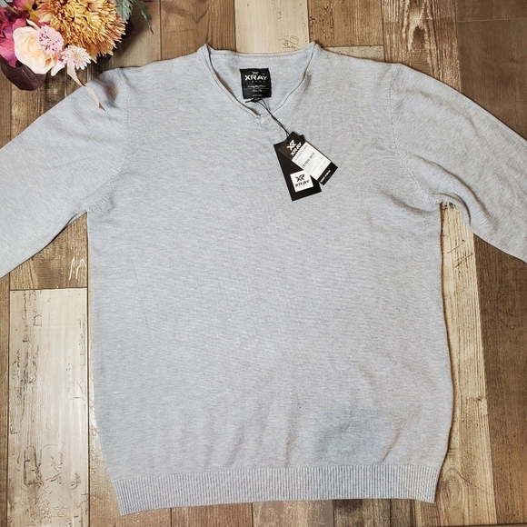 NWT X-Ray Jeans Men's Grey V-Neck Sweater Slim Fit Size XXL - Picture 4 of 16